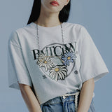 ラウンドフラワーTシャツ/ROUND FLOWER TEE SHIRT_LIGHT GREY
