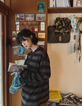 フォーシーズンシースルーストライプ長袖Tシャツ