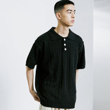 チェーンケーブルカラーハーフニット / CHAIN CABLE COLLAR HALF KNIT BLACK
