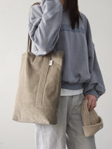 Corduroy simple line bag - khaki gray