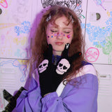スカルインラブウールグローブ/0 5 skull in love wool gloves - BLACK
