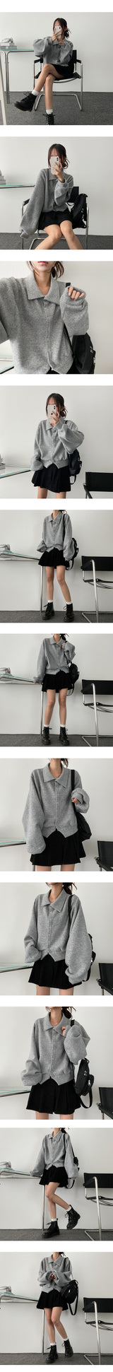 It Foam Soft Snap Collar Balloon Cardigan