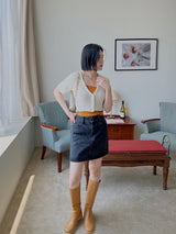 2ボタンデニムスカート / two-button black denim skirt