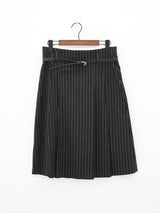 ストライプミディベルトスカート/striped midi belted skirt