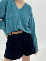 Vネックブラッシュアルパカニット/V-neck brush alpaca knit (2color)