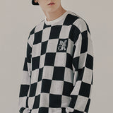 チェッカーボードニットトップス / CHECKER BOARD KNIT TOP_BLACK