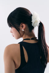 NO.403 [IVORY] HAIR SCRUNCH LACE SILVER RIBBON CLIP 
