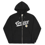 [UNISEX] ビッグベースボールロゴフラワーフードジップアップ
