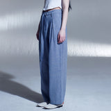 リネンベルトワンタックワイドパンツ / LINEN BELT ONE-TUCK WIDE PANTS (BL)