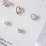 リボンパールピアスセット/[5 set] Ribbon Pearl Piercing Set