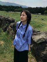 パステルストライプハーフシャツ