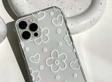 フラワーホワイトラインフォーンケース / Flower White Heart Line Phone Case