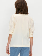 Square neck puff blouse - Cream (6699405344886)