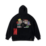 CARTOON OVERSIZED HEAVY SWEAT HOODIE GREY / BLACK (4626268323958)