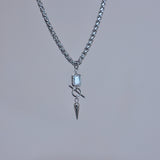 Toggle Bar Cubic Triangular Ball Choker Necklace