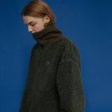 2トーンフリースハーフジップアップ/TWO TONE FLEECE HALF ZIP UP_MIX KHAKI