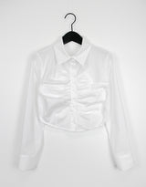 シアニングクロップシャツ/Shirring Crop Shirt (4color)