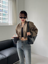 サテン クロップ アビエーション ジャンパー / Satin Crop Aviation Jumper (2color)