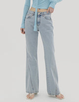 フレアライトブルーブーツカットパンツ / Flared light blue bootcut pants