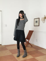 Rucle Choker Set Wool Square Neck Ribbed Knit