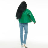 SINGLE LEATHER JACKET GREEN