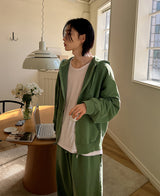 ニットピグメントフードジップアップ / Kint pigment hood zip-up (3 color)