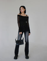 ブーツカットパンツ / no.2320 Black White Bootcut Pants