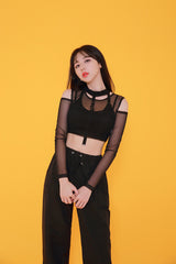 ショルダーメッシュクロップTシャツ / TOP(7807) Shoulder Mesh Crop Tee