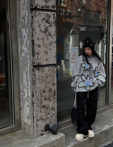 [UNISEX] ウールナッピングフラワーオーバーサイズフィットスウェットシャツ