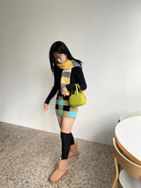 チェック柄ニットミニスカート