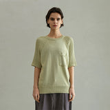 オーガニックコットンハーフスリーブニット/ORGANIC COTTON HALF SLEEVE KNIT (PISTACHIO)