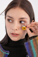 チャビーハートペンダントサージカルオープンリング/Chubby heart pendant surgical open ring (yellow)