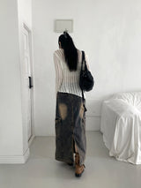 Parform Remedy Washing Long Denim Skirt