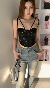 satin bustier strap top