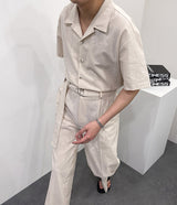 リネンワイドジャンプスーツ / RO linen wide jumpsuit (3 colors)