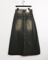 Ito Sand Washed Wide Maxi Denim Skirt