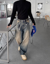 ウェストVTGワイドデニムパンツ