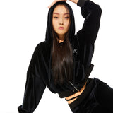 0 3 HATE Velvet Hoodie - BLACK (6626821701750)