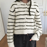 Yats ストライプカラーニット長袖カーディガン