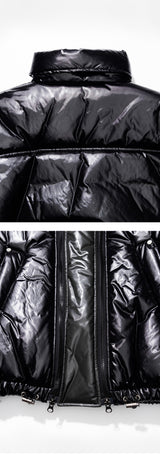 Unisex Zipped Duck Down Padding (Glossy Black)