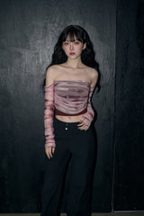 マーブルオフショルダートップ/marble off shoulder top - wine