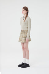 スモールチェリークロップ丈ニット／SMALL CHERRY CABLE CROP KNIT [CREAM]