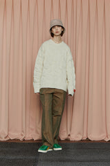 エンボッシングクローバーニット/アイボリー