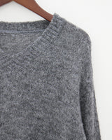 アルファシースルーVネックニット / Alpha see-through V-neck knit (4color)