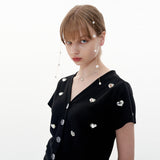 Heart Cardigan [Black] (6593759641718)