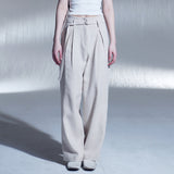 リネンベルトワンタックワイドパンツ / LINEN BELT ONE-TUCK WIDE PANTS (BG)
