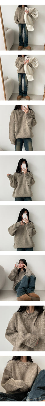 Songi Thick Warm Punching Round Knitwear