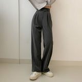 [ハイウェスト］ワンボタンピンタックスラックス / [High waist] one-button pin tuck slacks