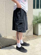 Washing cargo half denim 2color