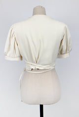 ツリーラップクロップブラウス/Tree Wrap Crop Blouse (2color)